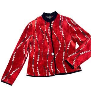 Khangura Blazer Polka Dot Velvet Jacket Tapestry
